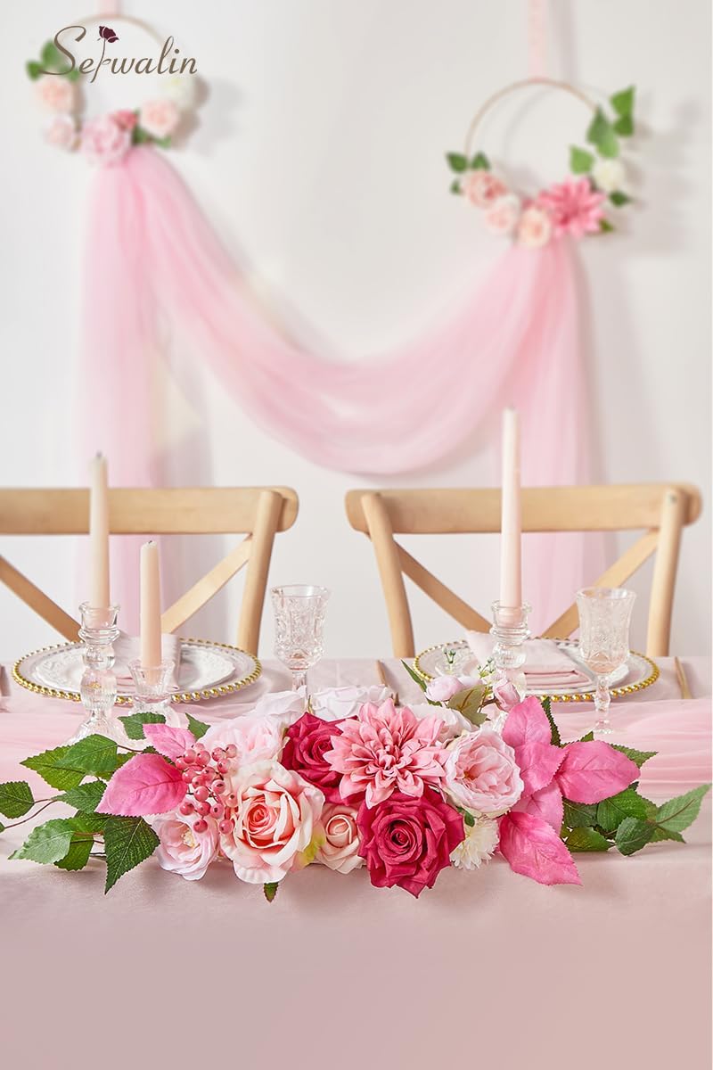 Serwalin Artificial Hot Pink Silk Flowers for Home Decor - DIY & Wedding Flowers - Table Centerpieces & Cake Decorations - Image 4