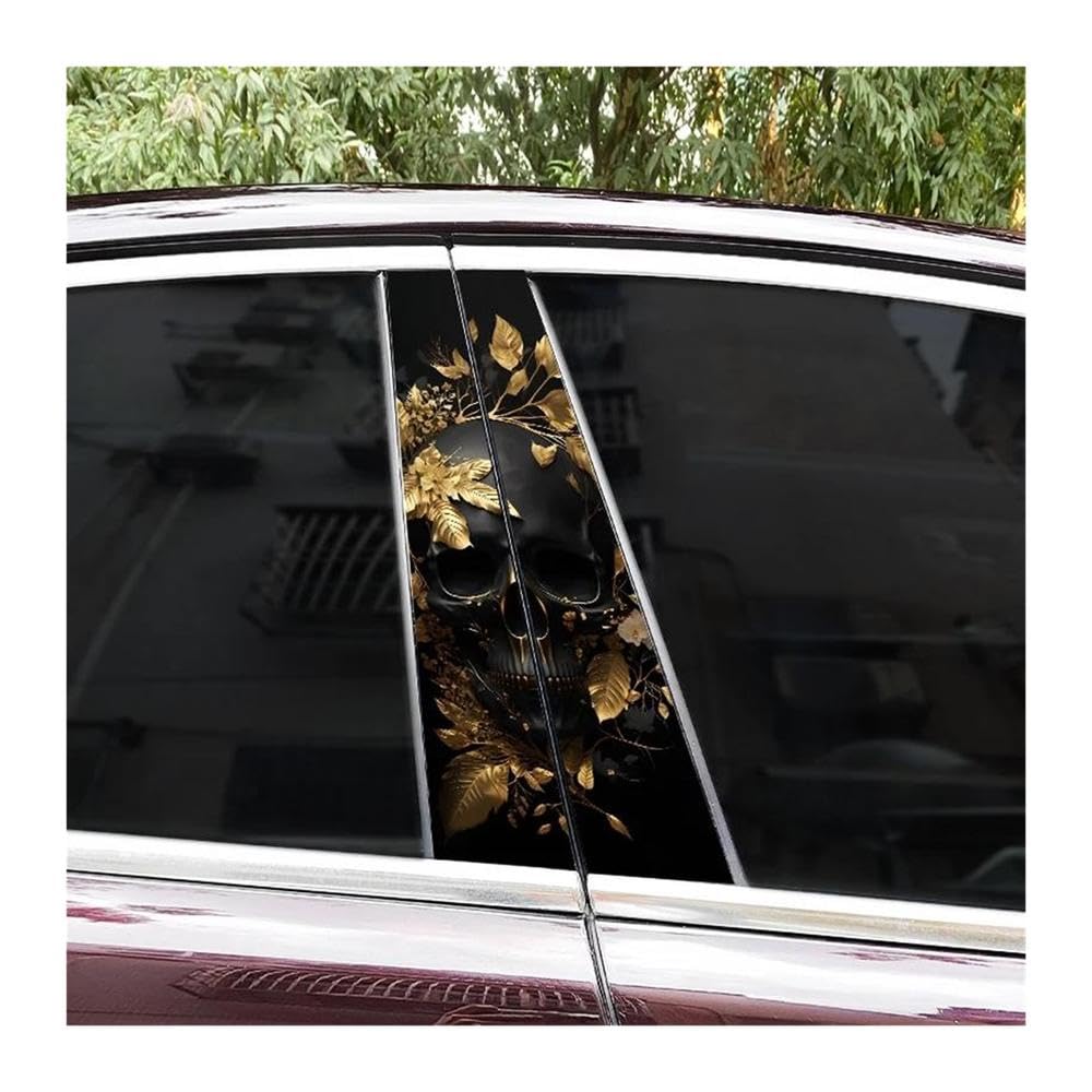 Body Parts 2PCS Car Center Pillar Waterproof Decals Horror Flame Skull Car B-Pillar Sticker DIY(I)