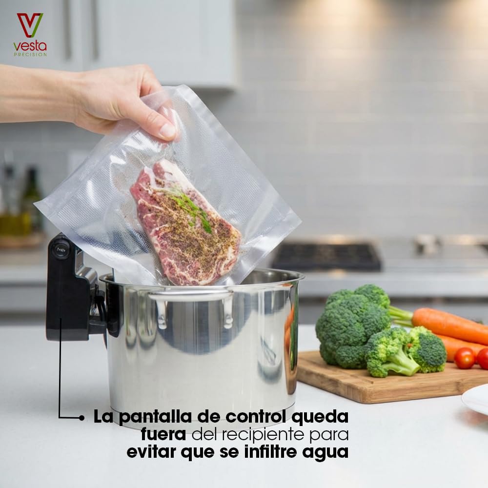 Vesta Precision Termocirculador Cocina Baja Temperatura SV81 Imersa Elite 1500W con Aplicación de Control Wi-Fi | Inmersión a Prueba de Agua IPX7 | Capacidad de la Bomba 4,5L/min (Negro)