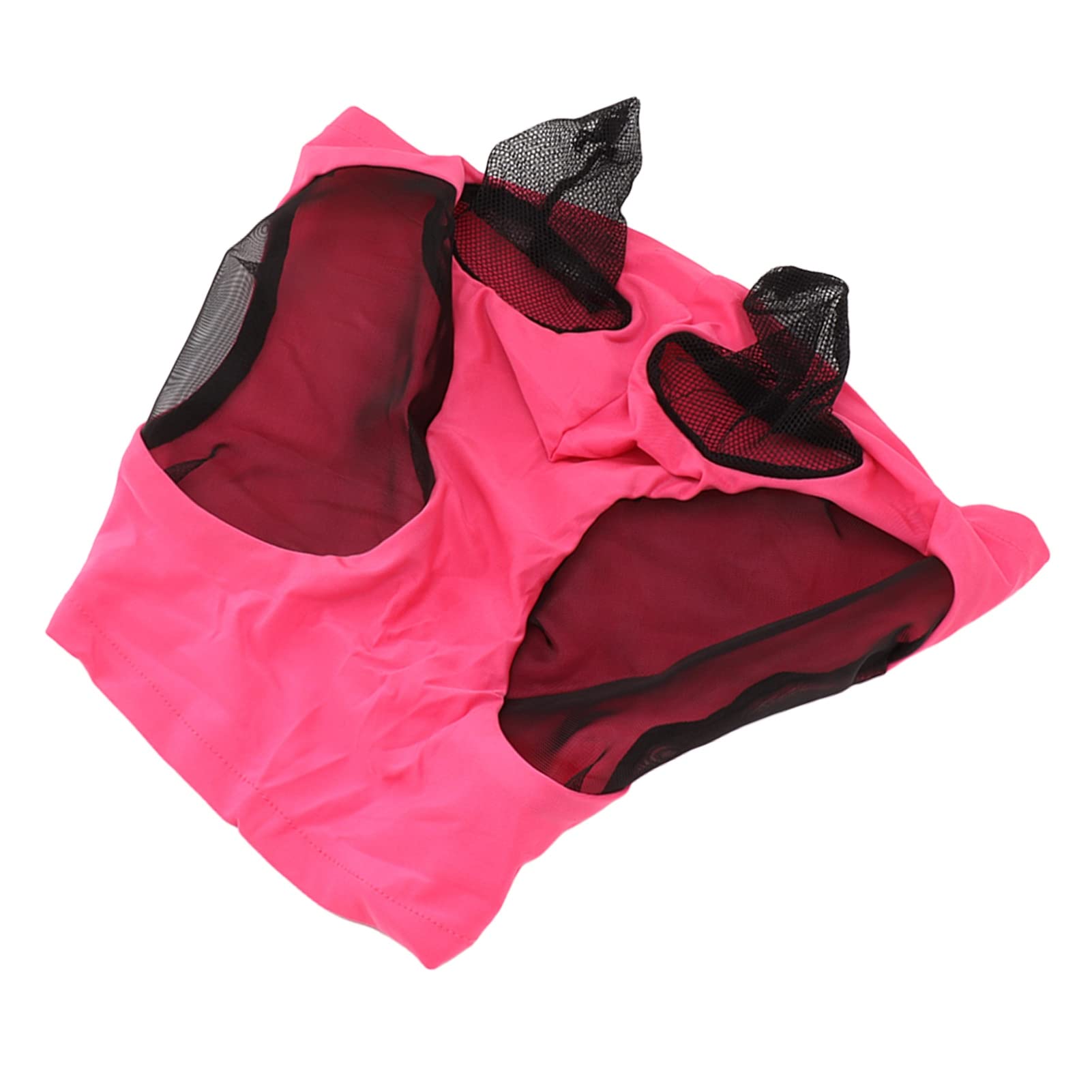 Horse Mesh Fly Mask Breathable Elastic Horse Face Mask Ears Riding Equestrian Equipment (Rose Red)