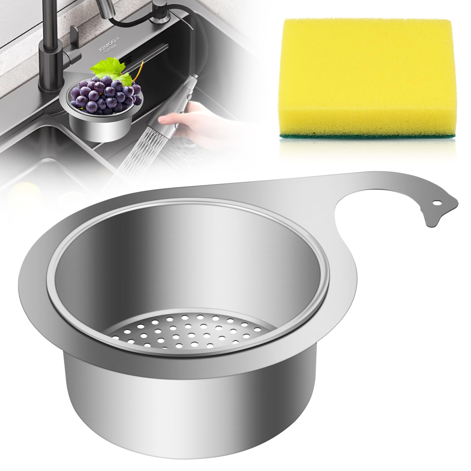 HOTUT Cestello per Lavello A Forma di Cigno in Acciaio Inossidabile, Cestello Per Lavello Ad Angolo Per Filtro, Sink Strainer Basket Rubinetto Cestino filtro da appendere per Lavaggio Frutta e Verdura
