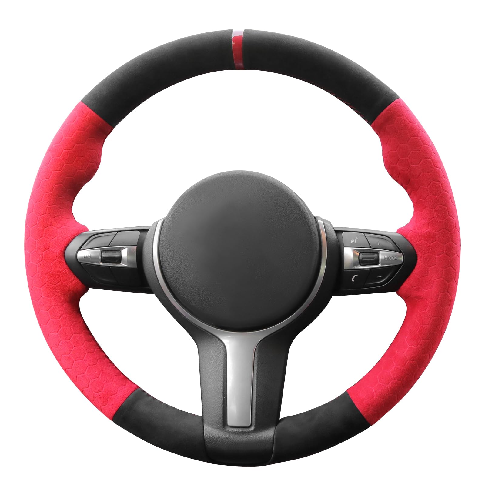 MEWANT IT-ALCAN Steering Wheel Cover for BMW F87 M2 F80 M3 F82 M4 M5 F12 F13 M6 F85 X2 X5 M F86 X6 M F33 F30 M Sport Hand-Stitched Steering Wrap