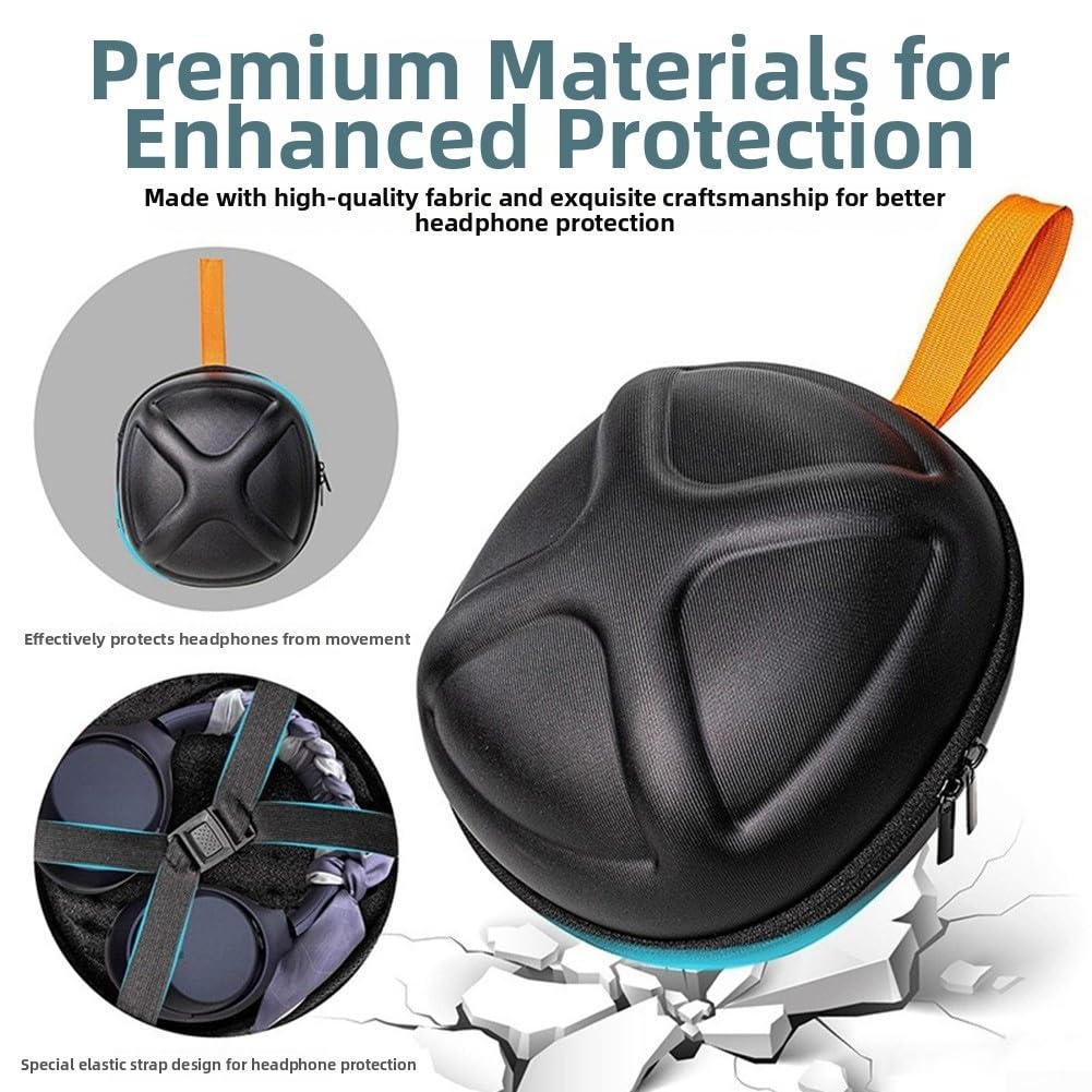 Custodia per cuffie in EVA per Sony WH-1000XM4, custodia protettiva portatile con tasca in rete per cavi e accessori, custodia rigida da viaggio 23 x 21 x 16 cm, nera