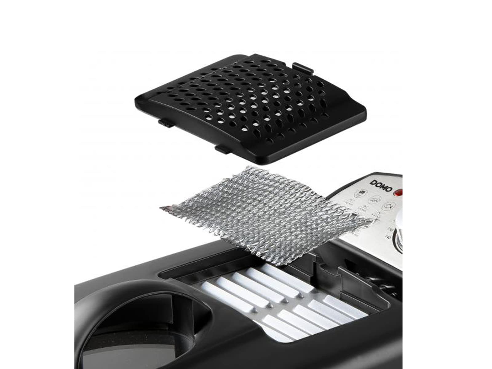 Große Kaltzonen Fritteuse Edelstahl in Schwarz, Sichtdeckel & Filter 3200Watt 4,5Ltr.