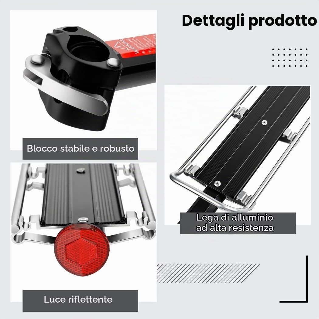 Yeesport Portapacchi per bicicletta a sgancio rapido, in lega di alluminio, reggisella posteriore, 15-20 lbs, universale per mountain bike e fat bike