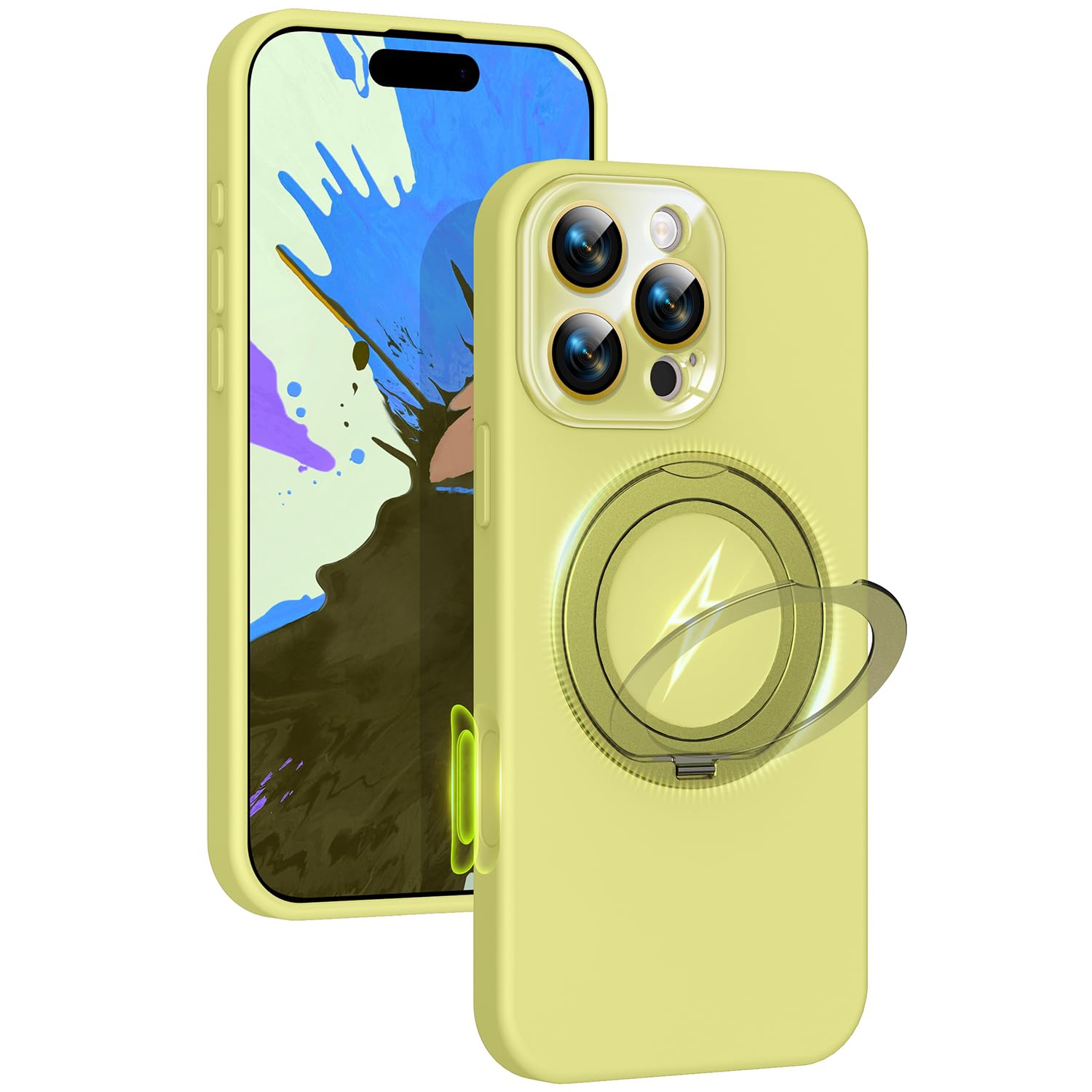 Silicone Case for iPhone 16 Pro Max with 360 Magnetic Stand Fit for MagSafe