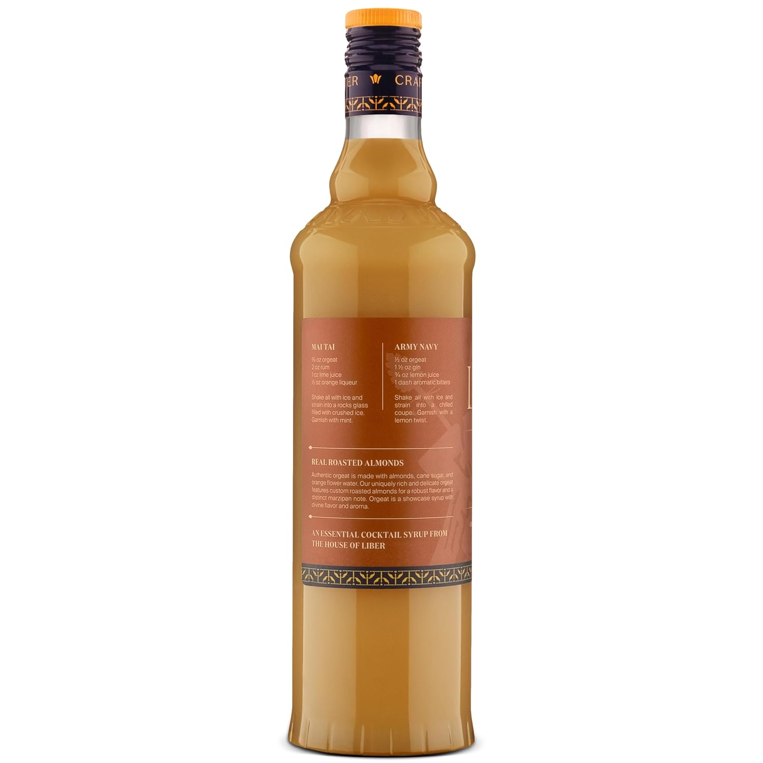 Liber & Co. Almond Orgeat Syrup - Made with California Almonds & Orange Blossom Water - Makes 50 Drinks - Essential for Authentic Mai Tais, Tiki Drinks, and Coffee (25.4 oz)