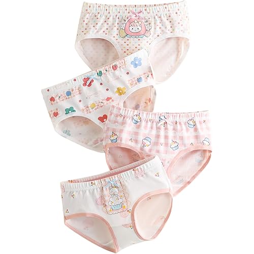 Haloumoning Girls Underwear Soft Cotton Underwear Toddler Girls Briefs Kids Comfy Panties,4-pack