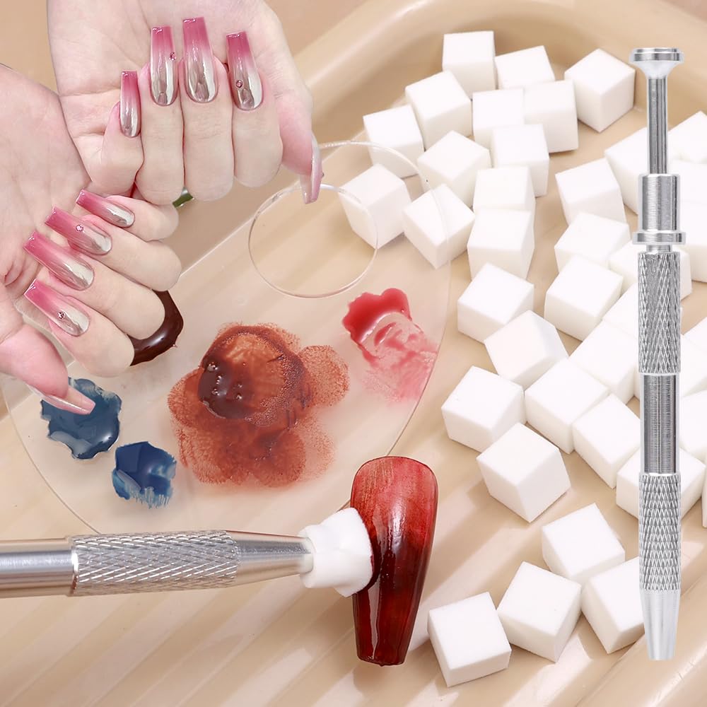 Soft Nail Sponges for Ombre Nail Art Sponges With Grabbing Pen Nails Brush Manicure Nails Art Tools Accessories