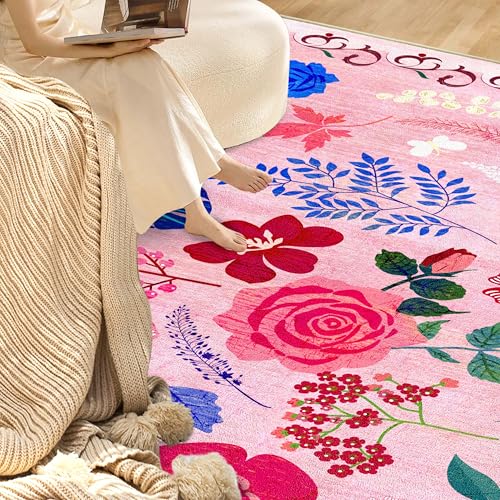 Tapete Floral Bohemio Lavable 2x3 Pies Rosa miniatura 5