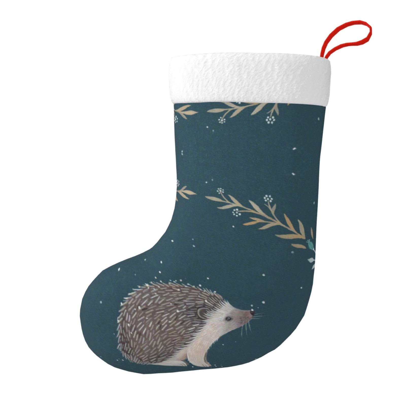 DOFFO Cute Little Hedgehog Printed Christmas Stocking,17.7 Inch Large Christmas Stockings Personalized Hanging Stocking Decorations for Holiday Party Family Xmas Stockings