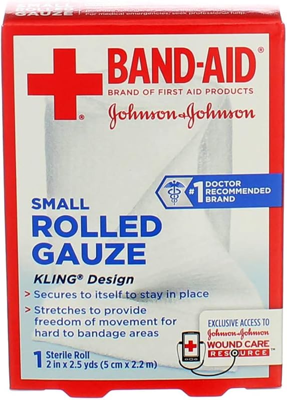 Band-Aid marca de productos de primeros auxilios gasa enrollada flexible, 2 pulgadas por 2,5 yardas (paquete de 5)