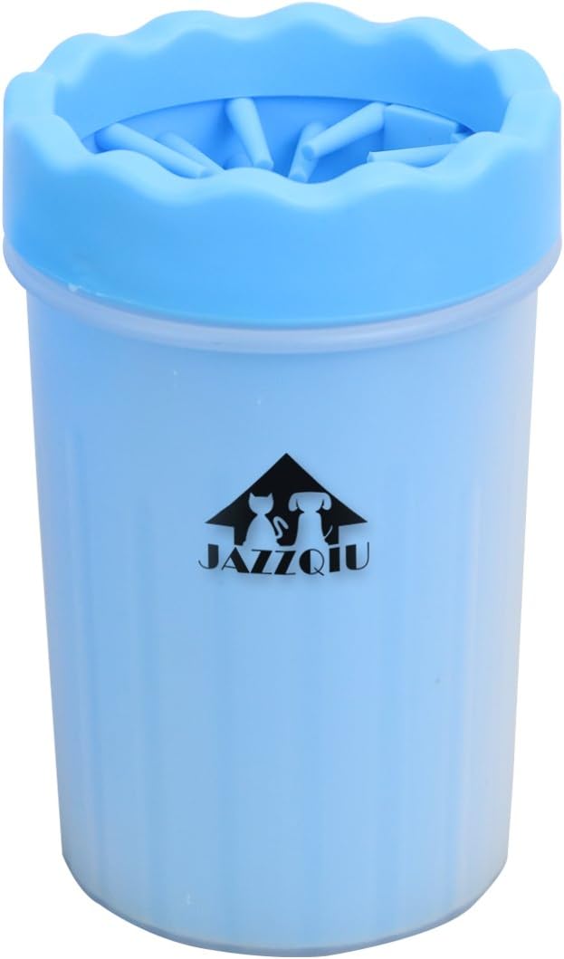 JazzQiu Portable Dog Paw Cleaner Pet Paw Washer Dirty Cat Foot Cleaning Brush Cup Medium Blue