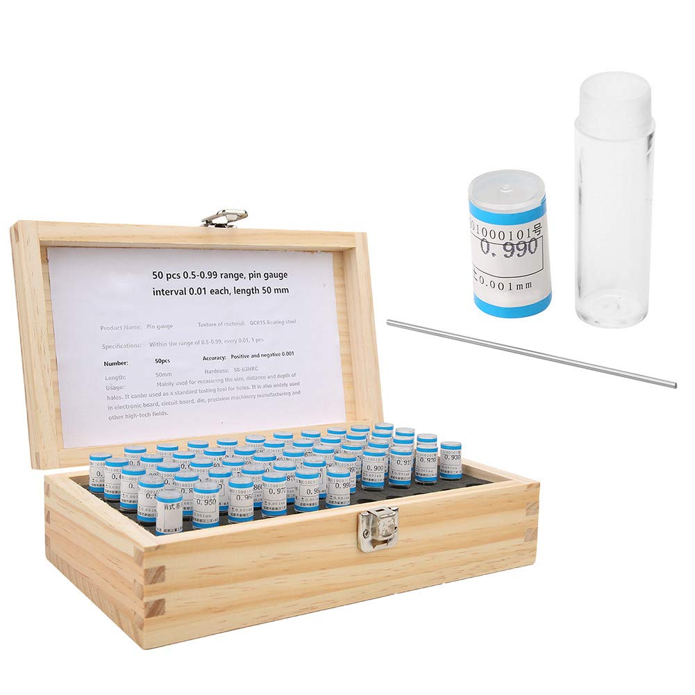 Pin Gage Set Plug Gage Set, Needle Gauge Kit, Metric Pin Gage, 50pcs 0.5-0.99mm Plug Pin Gage Set 0.001mm Tolerance Bearing Steel Precision Tool