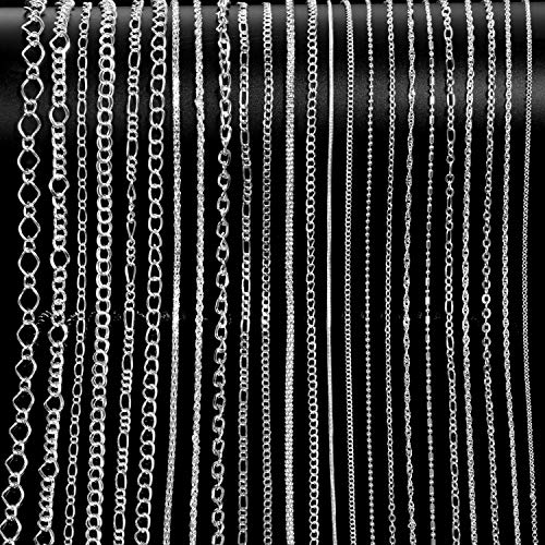 Blulu 24 Pcs Silver or Gold Plated DIY Chain Necklace for Jewelry Making Supplies and Craft(20 Inch Silver)