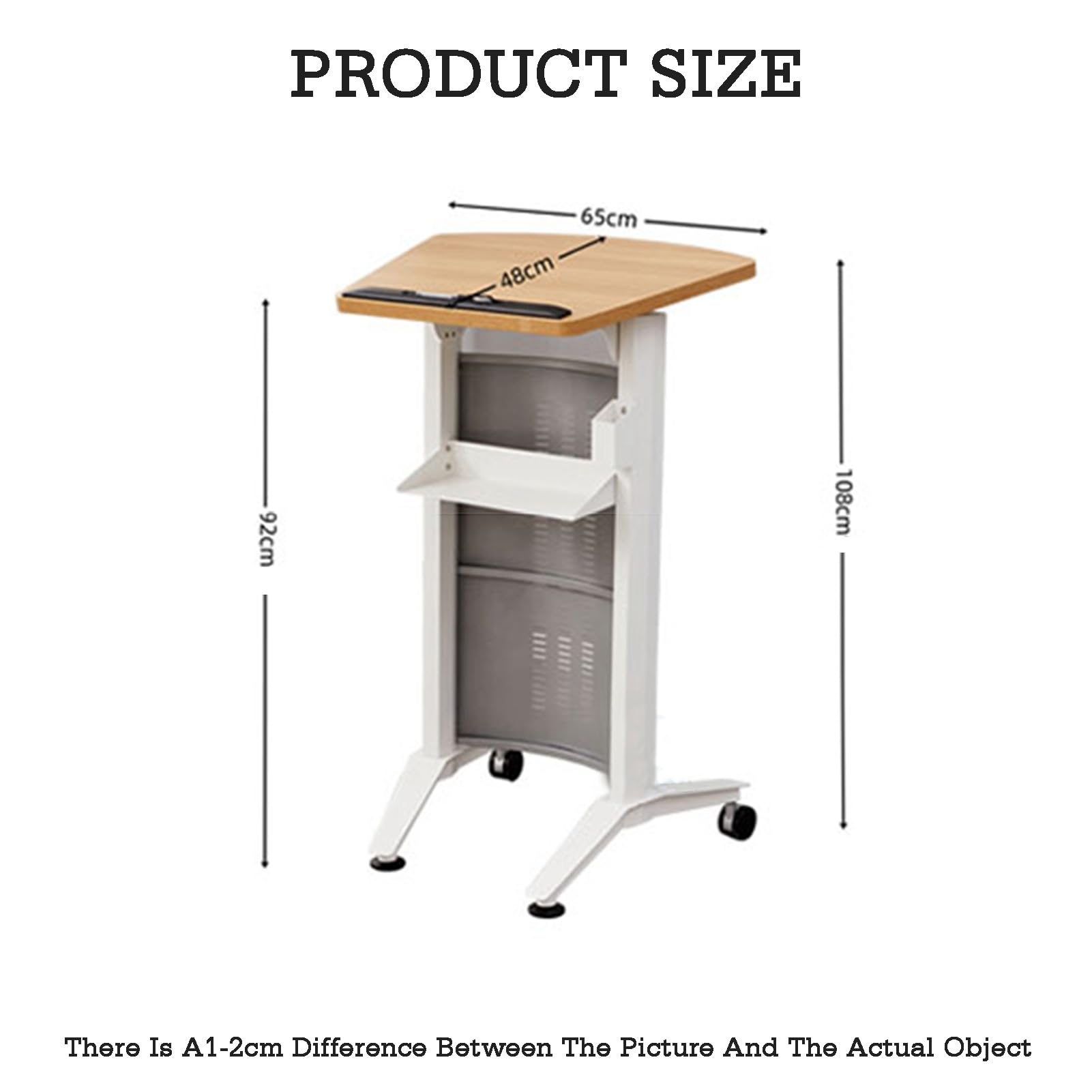 Generico Leggio Portatile con Ruote e ripiano portaoggetti, Versatile scrivania per Laptop per Ufficio Domestico e presentazioni, capacità di carico 100 kg, Mobile e Spa