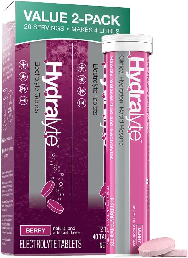 Electrolytes Tablets - Berry | 40 Tablets | Prevents & Relieves Dehydration | Rehydrates Faster Than Water | Vegan, Gluten Free Free