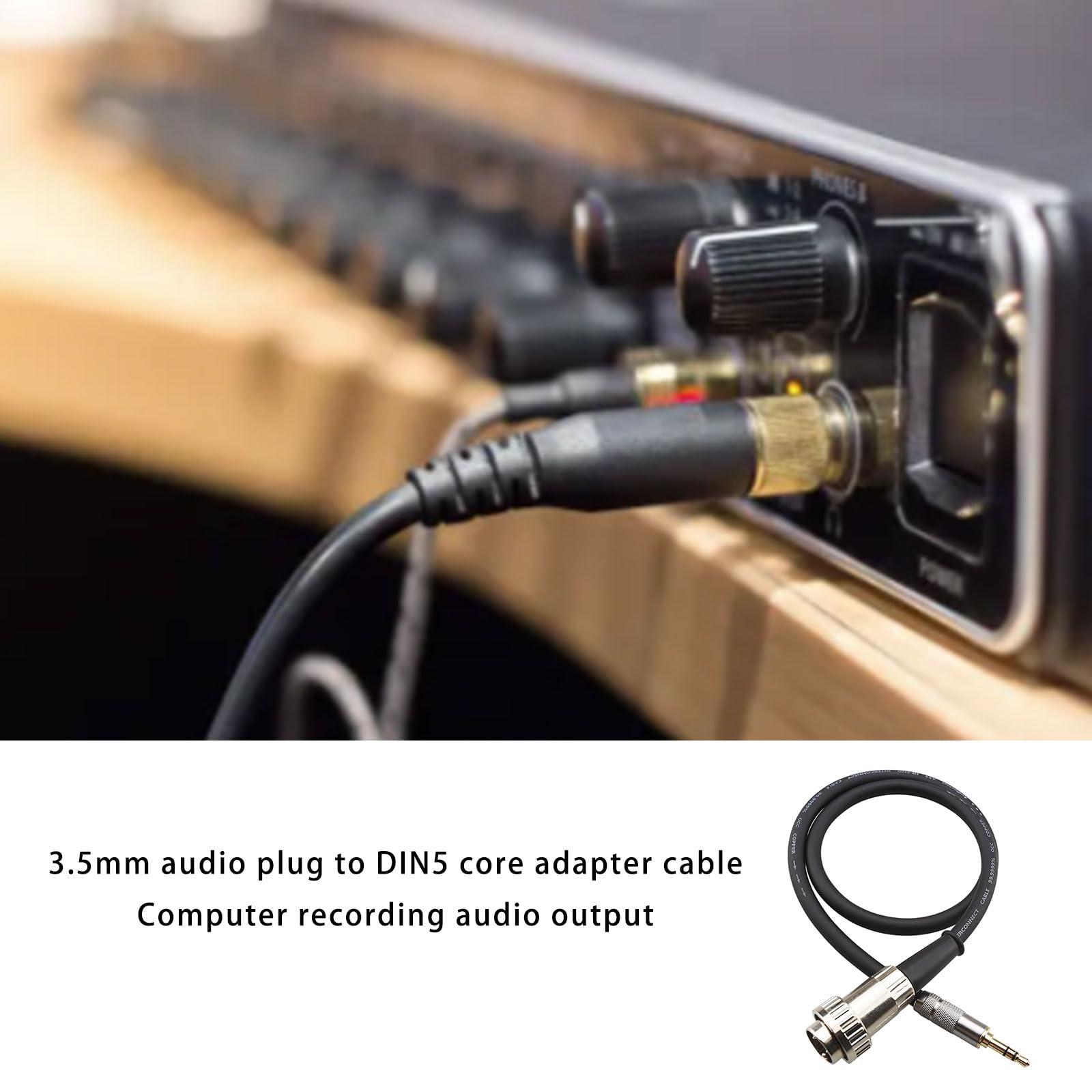 Cable de 3,5 mm a DIN de 5 pines para transmisión de sonido desde conectores, cable de sonido, ideal para música y reproducción