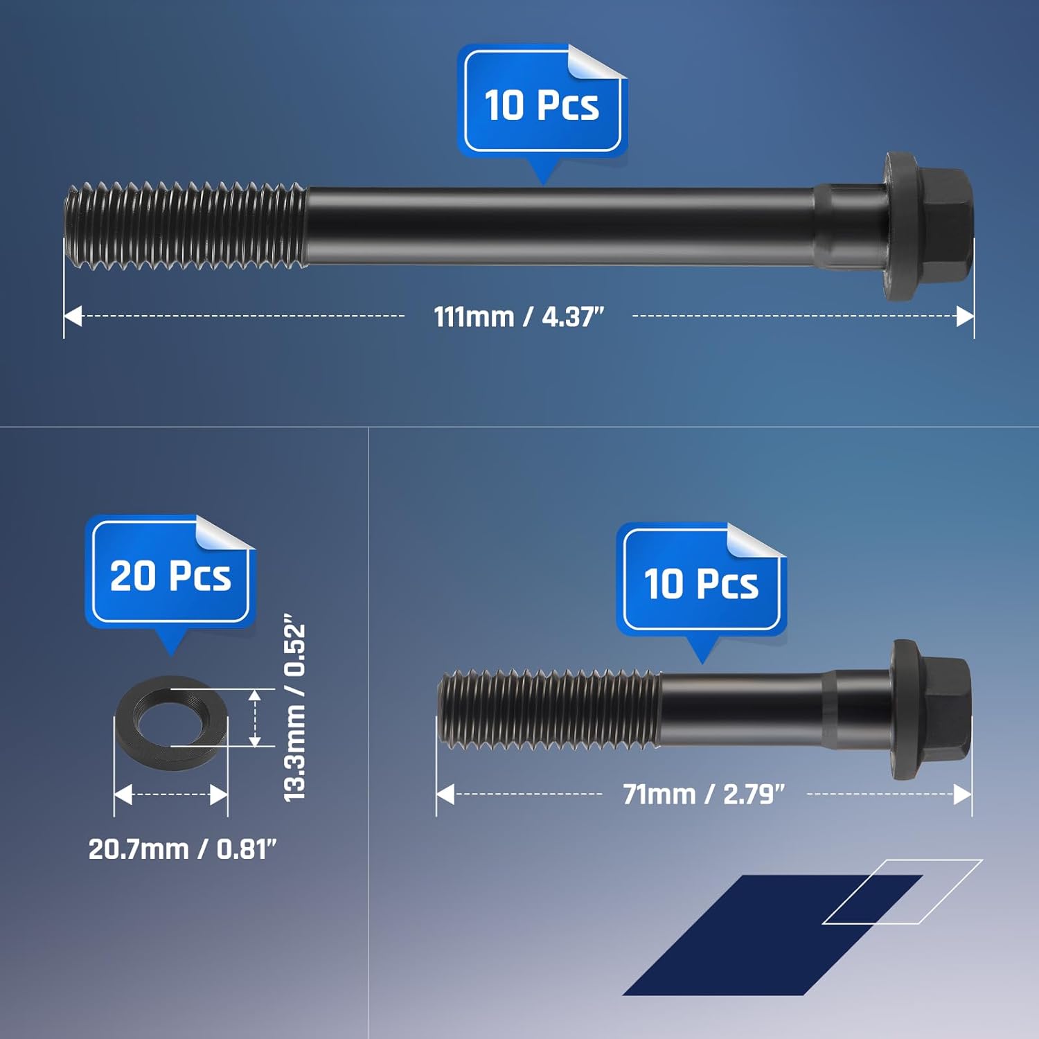 SPELAB Head Stud Replacement Kit Compatible with Ford 1963-1969 Small Block Windsor 4.7L, 1968-2001 Small Block Windsor 5.0L, Cylinder Head Bolt Assembly Kit & Assembly Lubricant