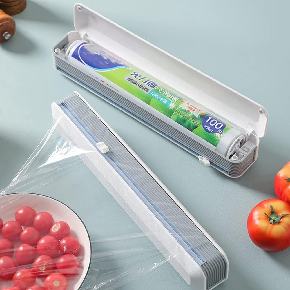 Food Wrap Dispenser Plastic Cutter Foil Cling Film Storage Holder Box Preservative Tool Effective Rack Shelf Aluminum: Home & Kitchen