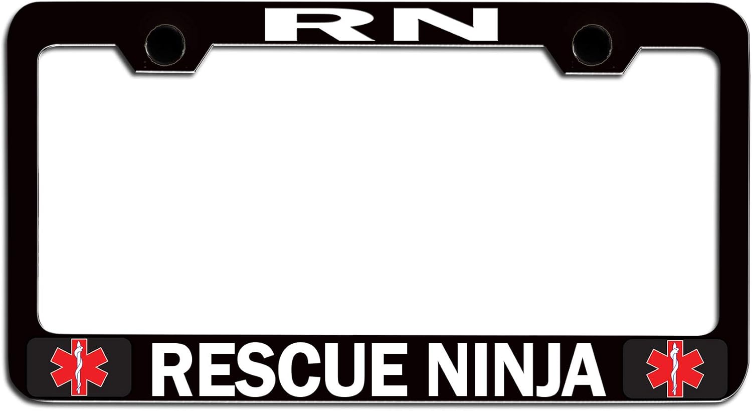 RN Rescue Ninja Paramedic Doctor Nurse Black Steel Auto SUV License Plate Frame License Tag Holder, P44