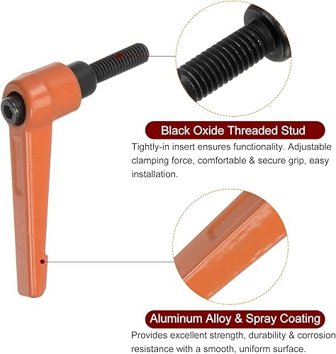 Miniatura 4 de HARFINGTON 4 manijas de palanca de sujeción ajustables M6 x 0.787 in de rosca macho, perillas de tornillo giratorio de bloqueo de trinquete de