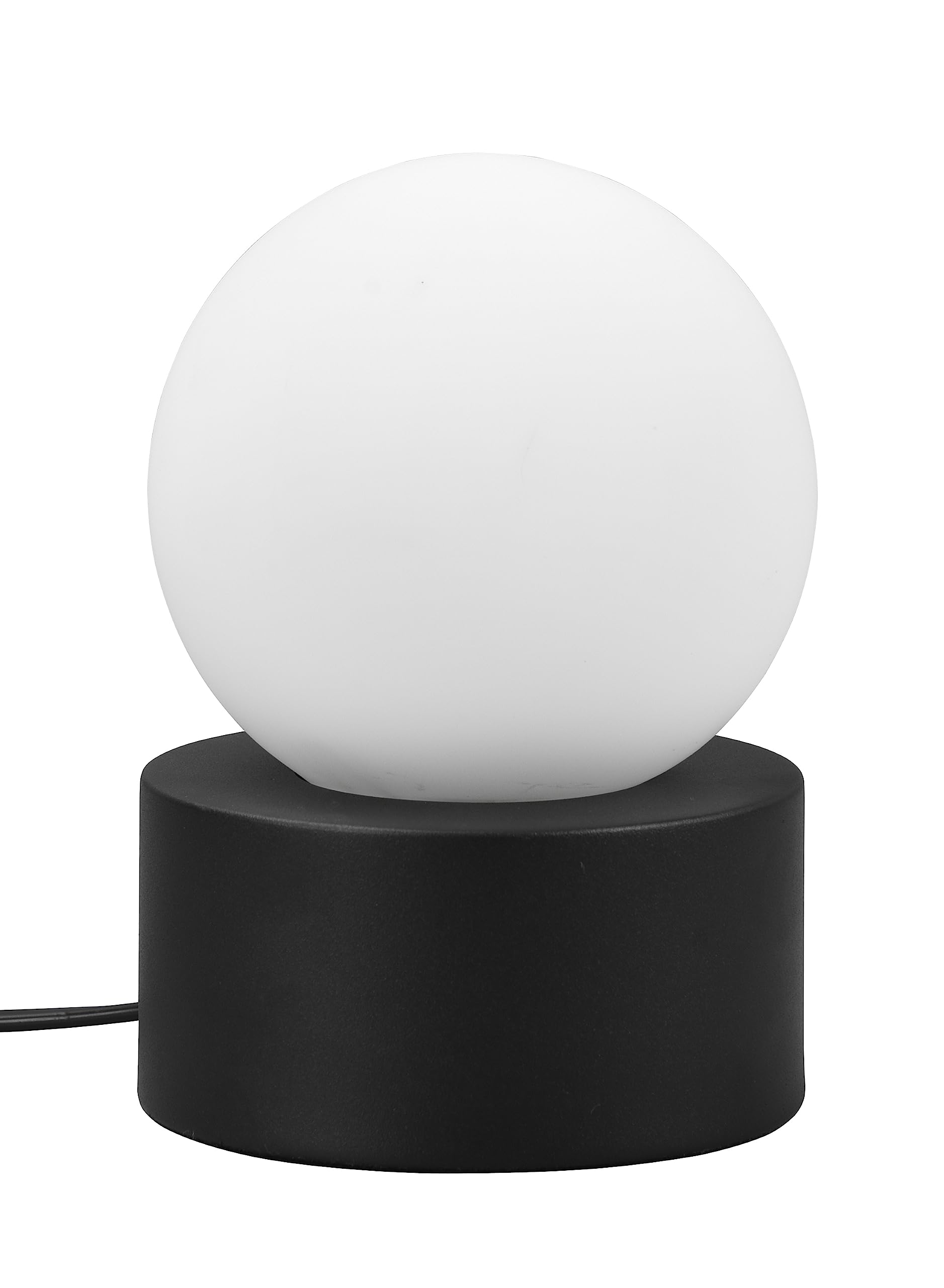 Lampe de table Countess cylindrique en verre blanc et métal noir mat E14