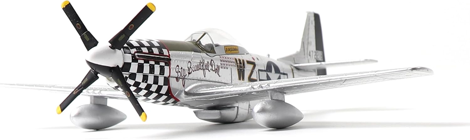 P51-D Mustang 1/72 Metal Airplane Model Kit with Stand WWII Diecast Fighter Model Vintage Prebuild Military Aircraft Collection for Display or Gift (Big Beautiful Doll)