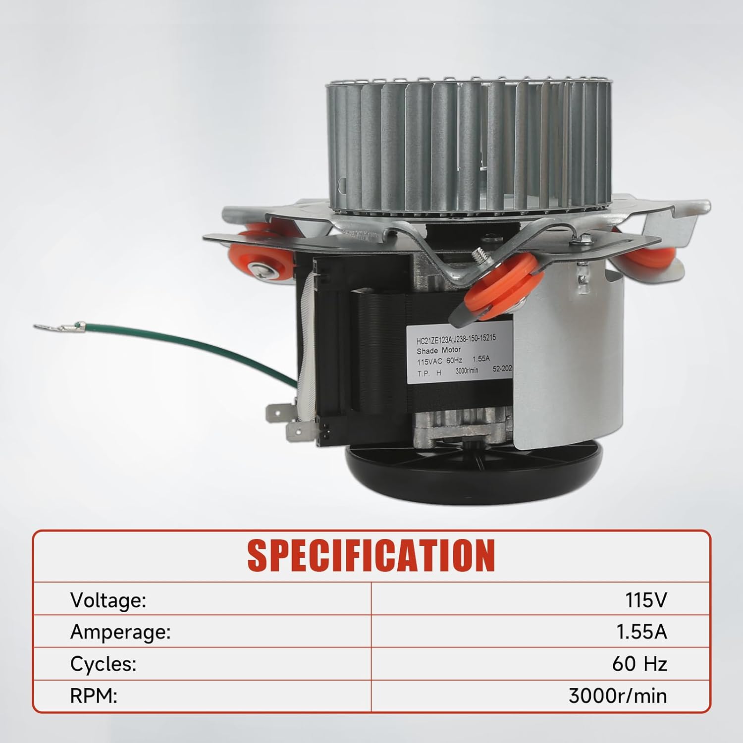 HC21ZE123A Furnace Draft Inducer Blower Motor Assembly Compatible with Carrier/Bryant/Payne and Jakel Furnaces Models Replace# HC21ZS123 HC21ZE123 J238-150-15215 J238-150-15215AT