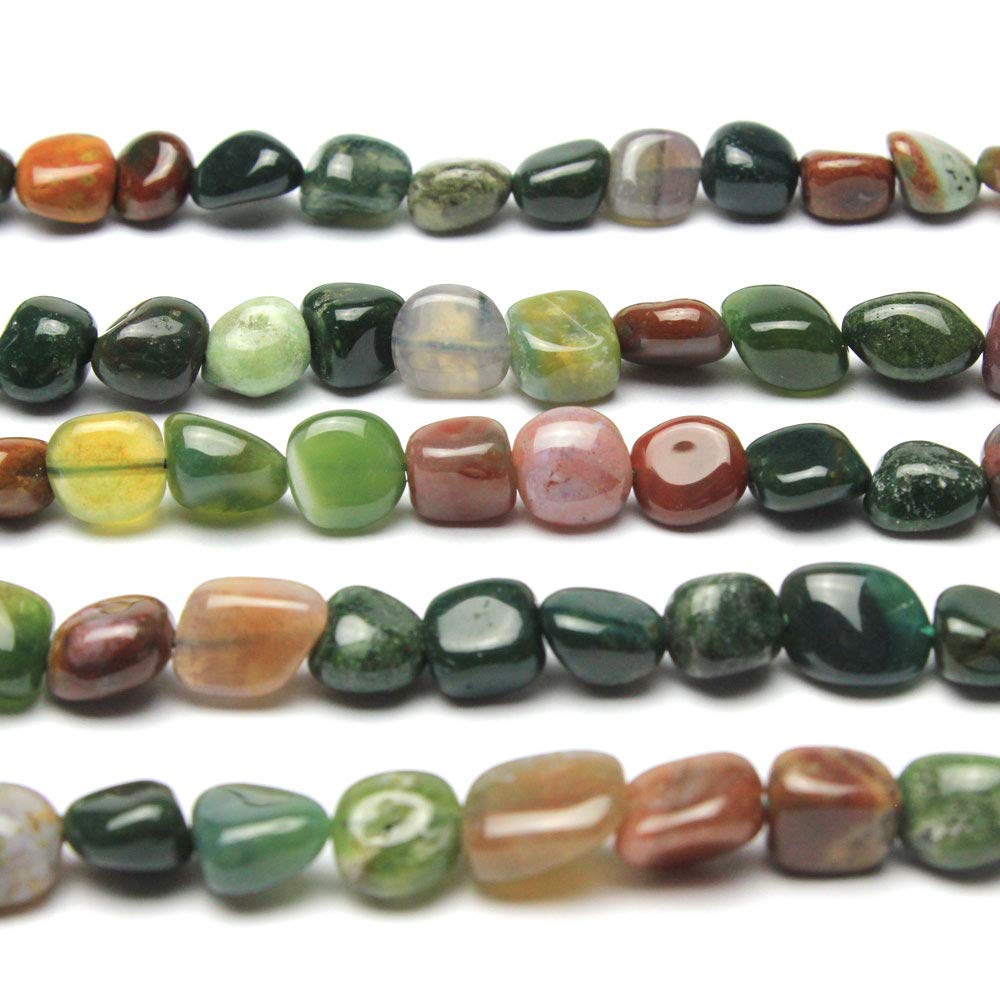 MJDCB Natural Irregular Shape Stone Beads 6-8mm India Agate Gemstone Energy Cured for Jewelry Making Necklaces