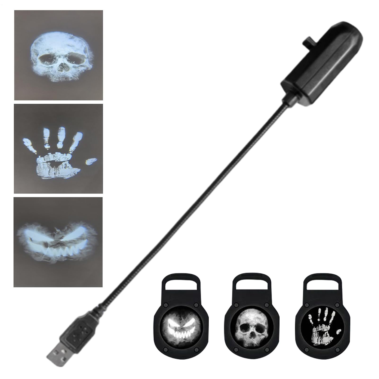 Halloween-Projektionslampe - 3 Modi Magnetischer Halloween Projektor mit Lichtshow,USB 360 Grad Drehbar LED Skelett Handabdruck Für Einfahrt Tunnel Gruselhaus