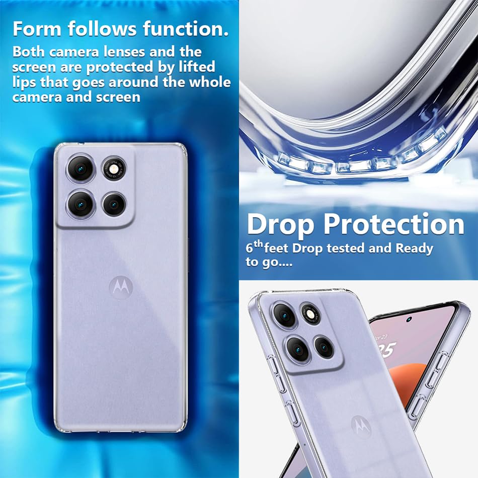 Image of Fashionury Crystal Clear Case for Motorola G86 Power 5G | Yellowing Resistance | Transparent TPU Silicone | Raised Camera Lips | Slim Transparent Cover