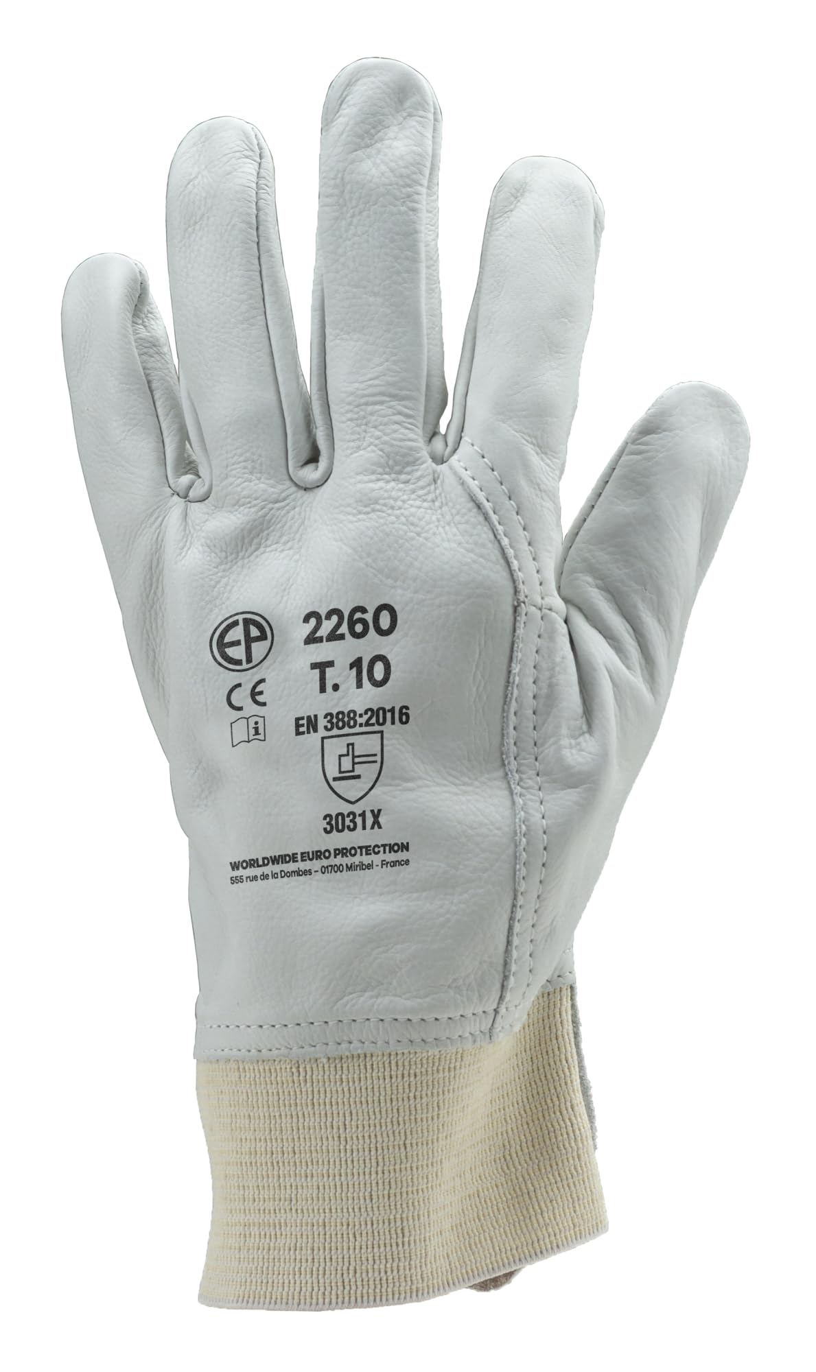 Gants en cuir hydrofuge Eurotechnique avec protè