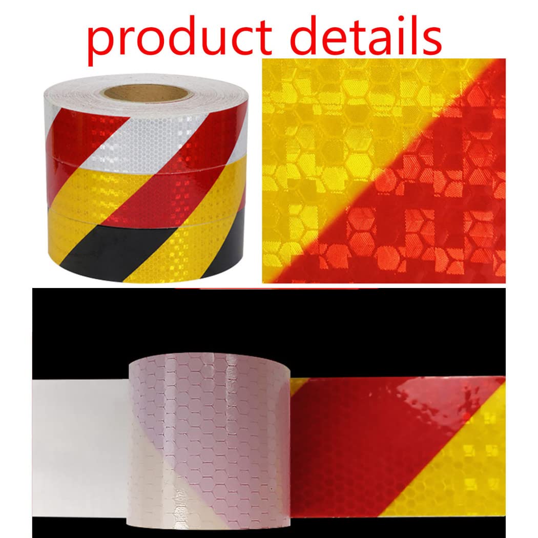 Cinta reflectante de señalización de peligro, Cinta Reflectante de Advertencia Multicolor 10cm x 50m(Red+yellow)