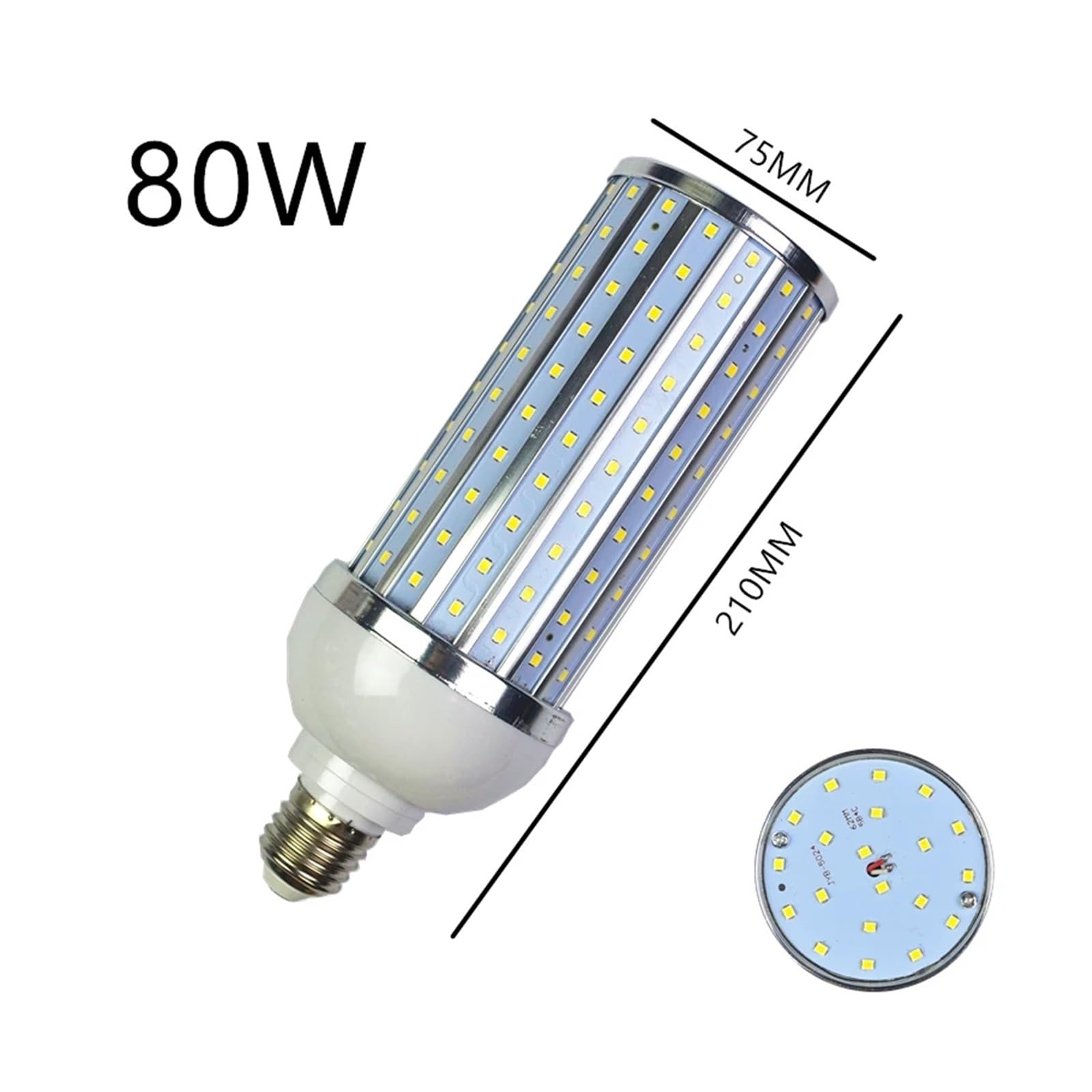 Bombilla LED de 25 W-250 W con carcasa de aluminio, E26, E27, E39, E40, luz de calle, luz blanca cálida fría para el hogar, el garaje y el almacén(Cool white 7000K,E26_80W)