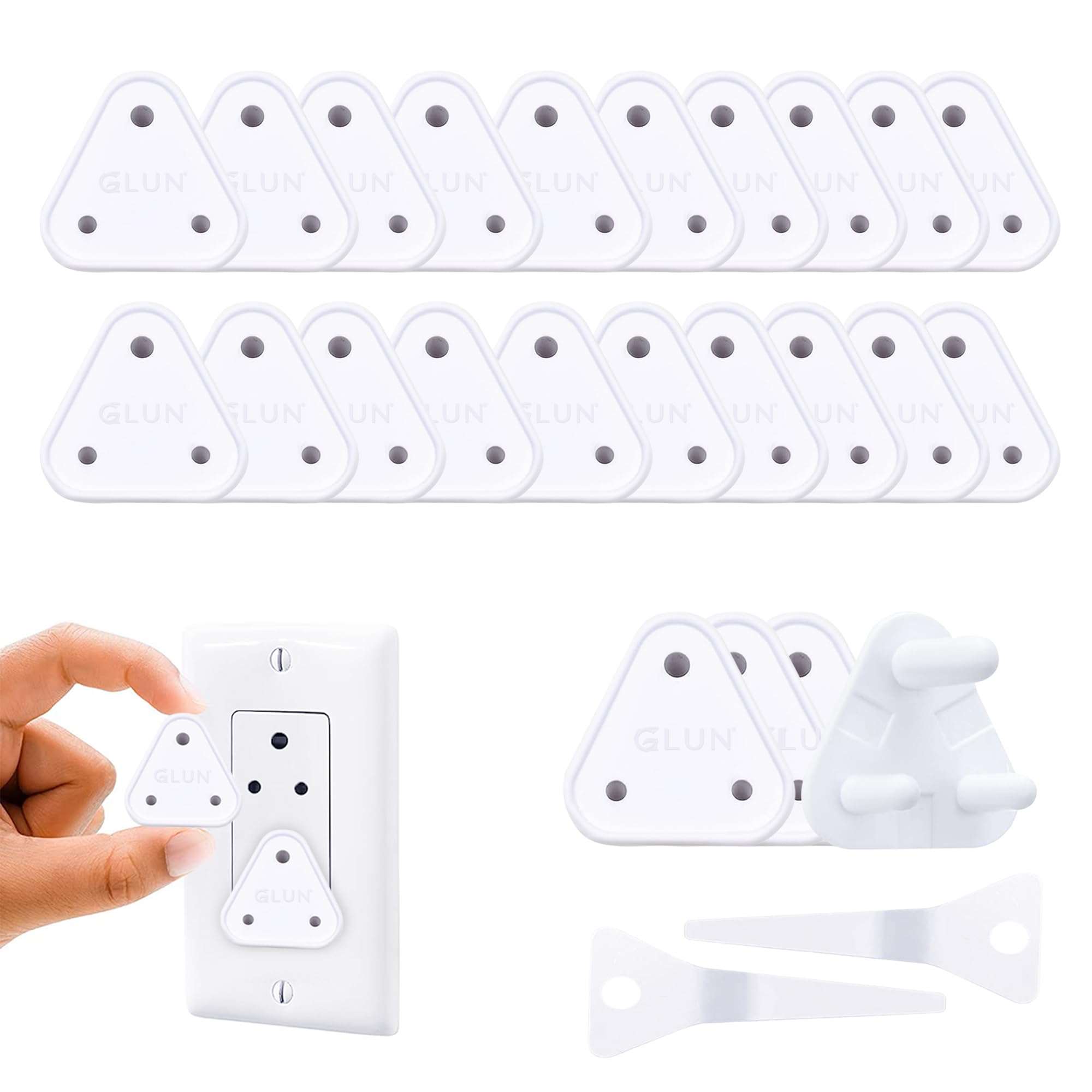 GLUN® Electric Switch Board Socket Cover Guard with 2 Removal Pin, Pack of 26 (4 Piece 16 Amp & 20 Piece 5Amp) for Child Proofing Socket Plug Protector for Baby Safety-image-26