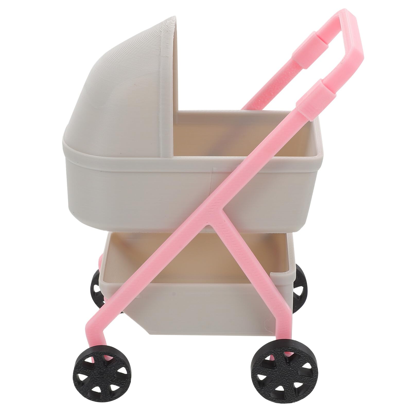 HOODANCOS 12 Scale Miniature Stroller Pram in Grey, Realistic Buggy for Dollhouse Decor and ’ Role Play Accessories