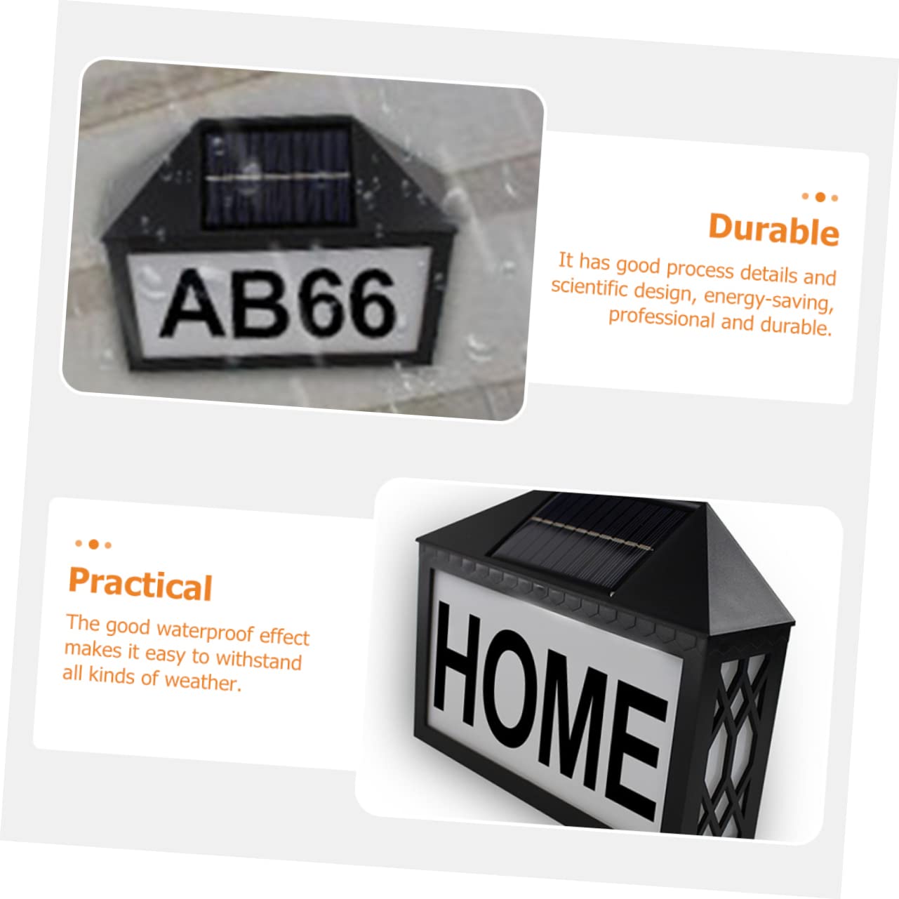Solar Hausnummernschild mit LED Leuchte 3w Schwarz Ip55