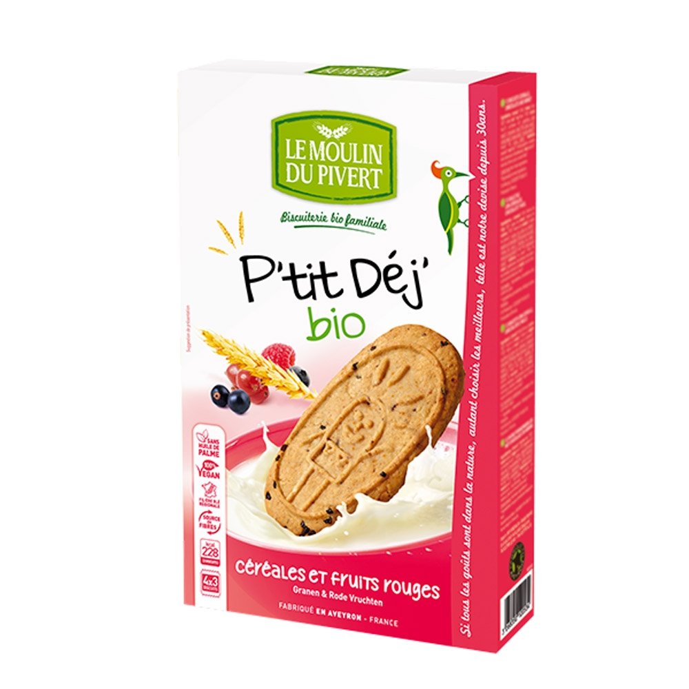 Moulin Pivert P'tit Déj Céréales/​Fruits Rouges Bio 190 G
