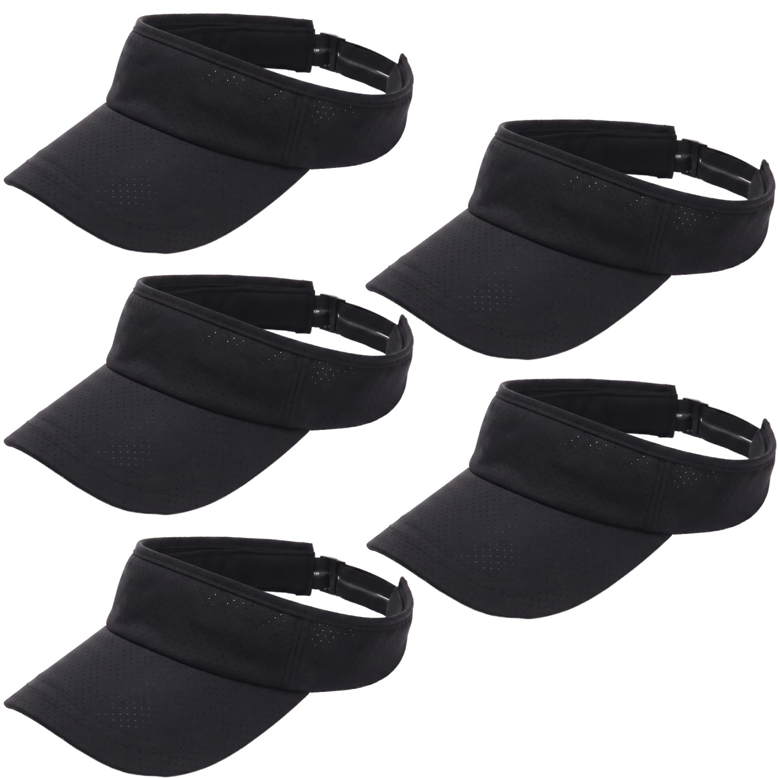 5 Pack Cooling Quick Dry Sun Visors, Unisex Empty Top Breathable Sun Protection Mesh Hats for Outdoor Activities