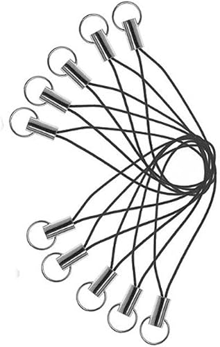 luzen 50 piezas de anillo dividido de tono plateado correa de teléfono móvil negro cordones encanto, Negro -