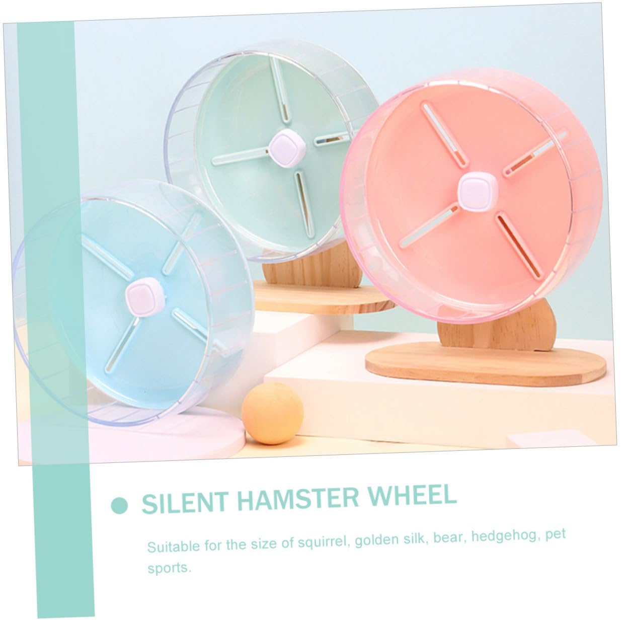Hohopeti Rueda Silenciosa para Hámster y Roedores Pequeños Soporte, Material Abs y Madera, 20cm, Adecuado para Ejercicio y Actividad en Jaulas de Mascotas