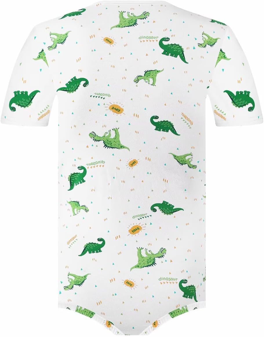 Landofgenie Men Short Sleeve Bodysuit Pajama Print Bodysuit One Piece Pajamas Rompers Basic Onesie - Image 2