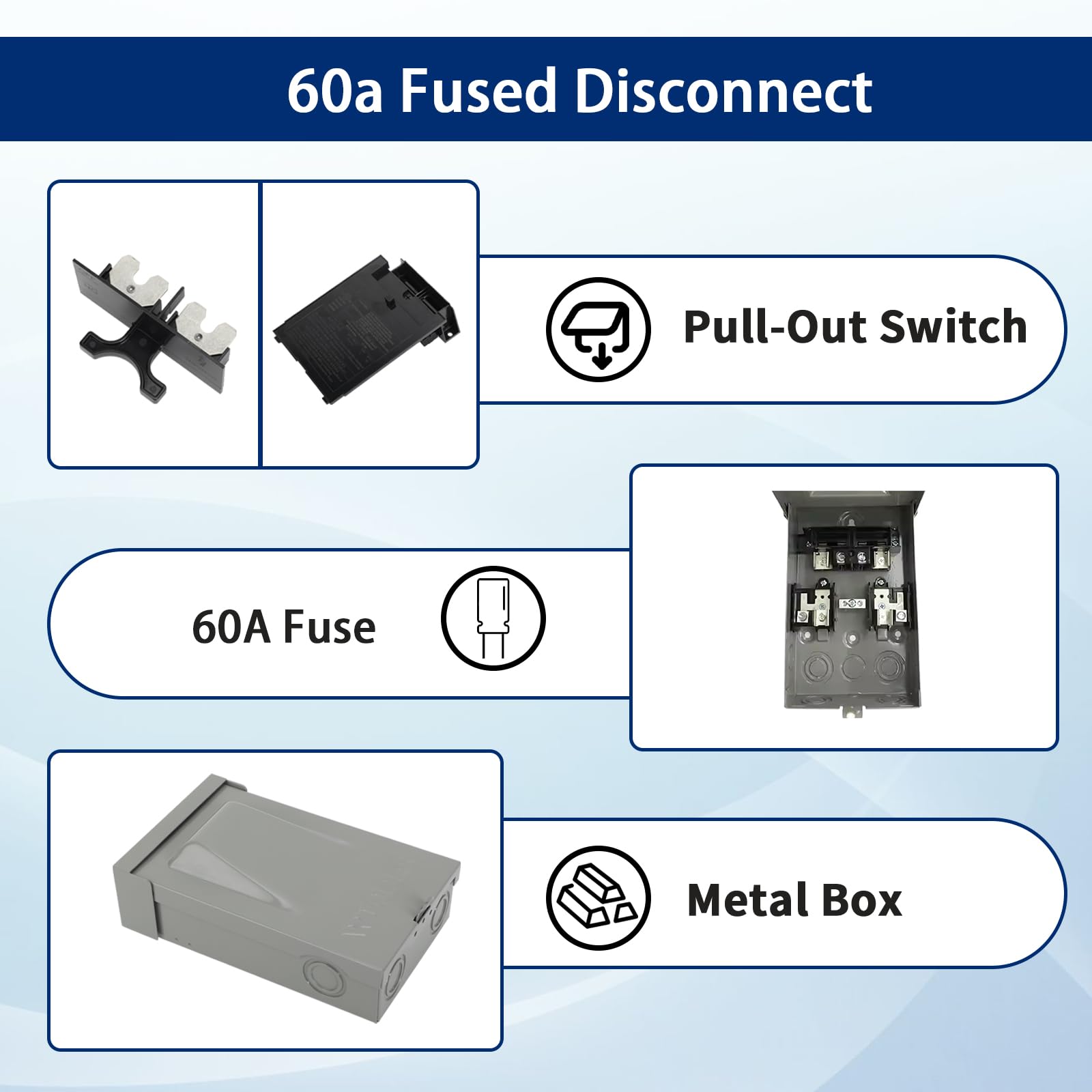 Ac Disconnect Wells 2 Pack 60 Amp Fuse Disconnect 120/240VAC Box - View #7