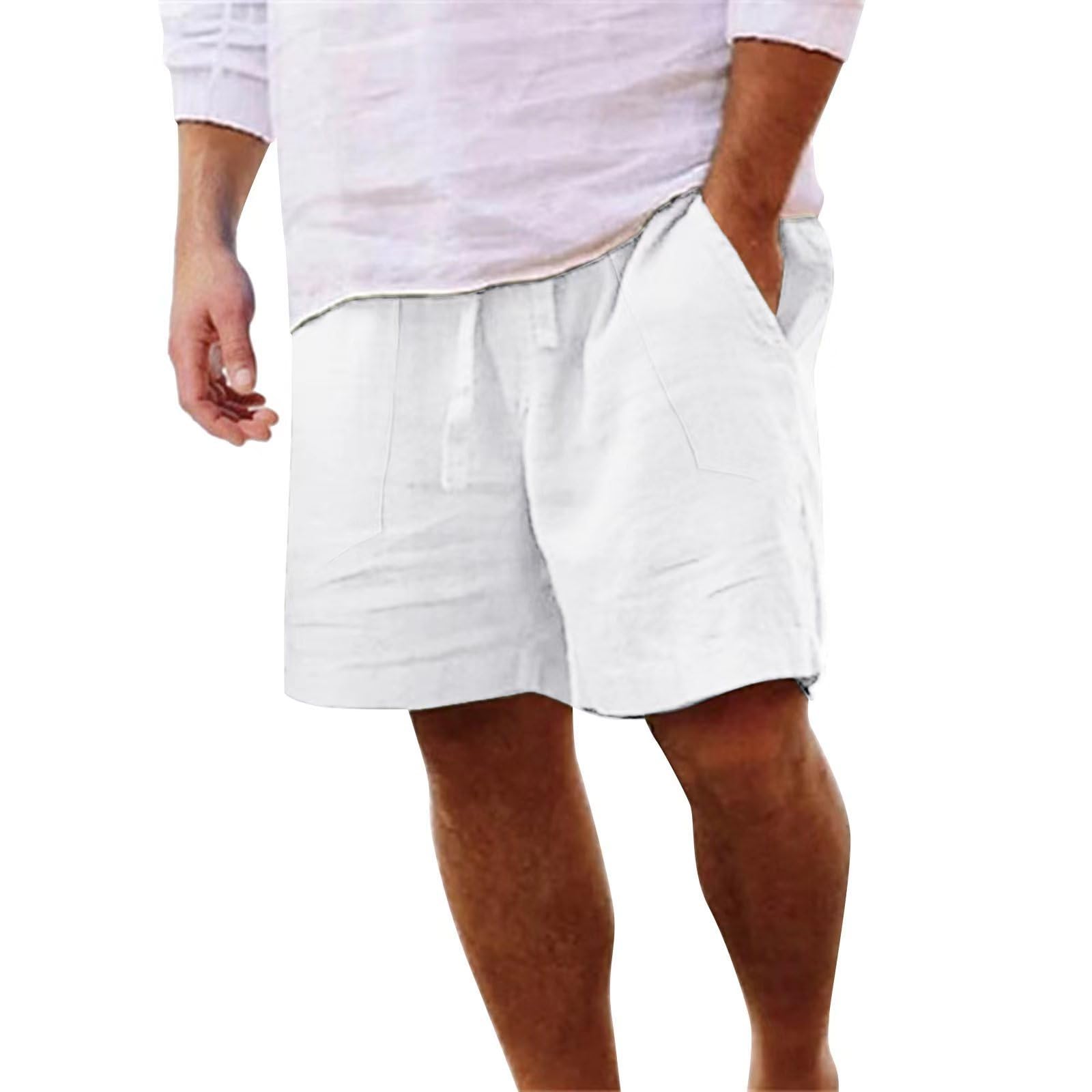 Yageshark Shorts Herren Sommer aus Leinen Leichte Luftige Einfarbige Lockere Passform Freizeit Kurze Hose