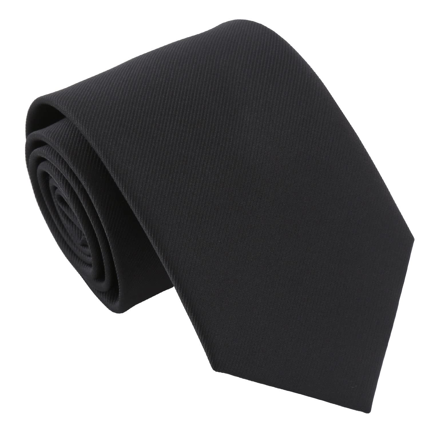 DQT Men's Plain Twill Wedding Formal & Business 8cm Classic Tie - Black