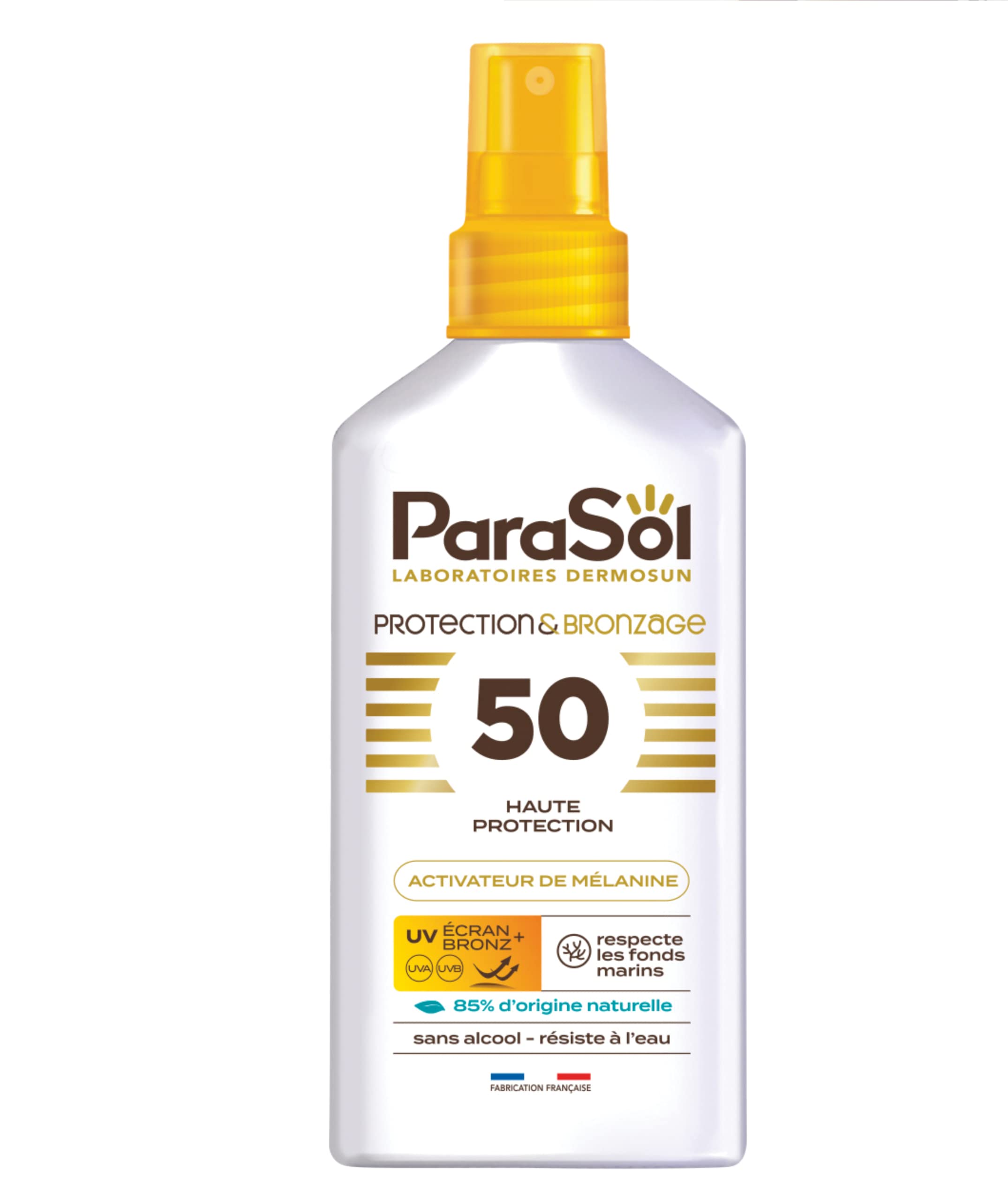 ParaSol Protection & Bronzage FPS 50 - Protector solar facial y cuerpo de alta protección - Activador de melanina - Protección UVA/UVB - Resistente al agua - Fabricado en Francia