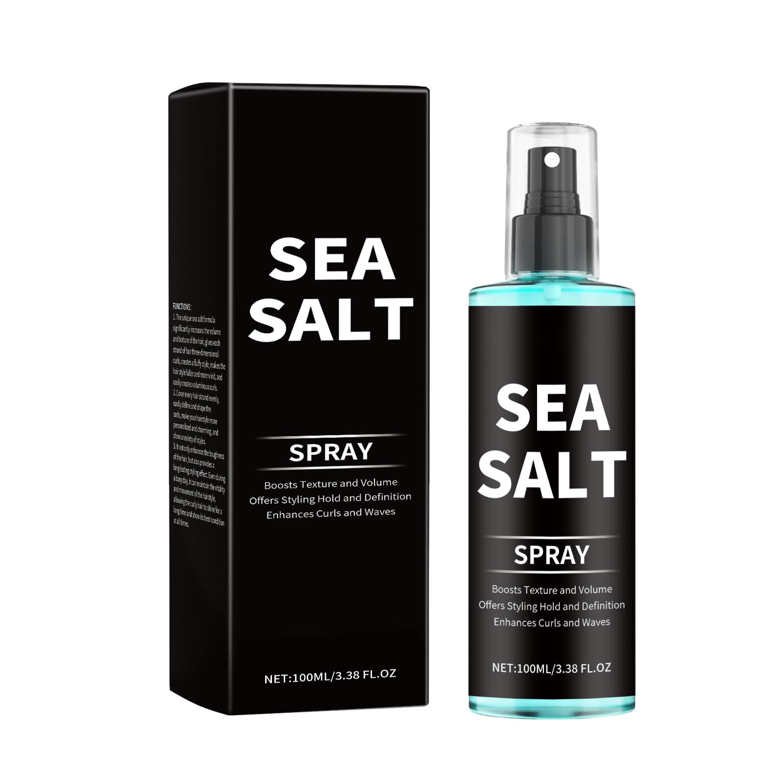 100ml Sea Salt Spray for Curly Hair - Boosts Texture Volume - Enhances Curls Waves with All Weather