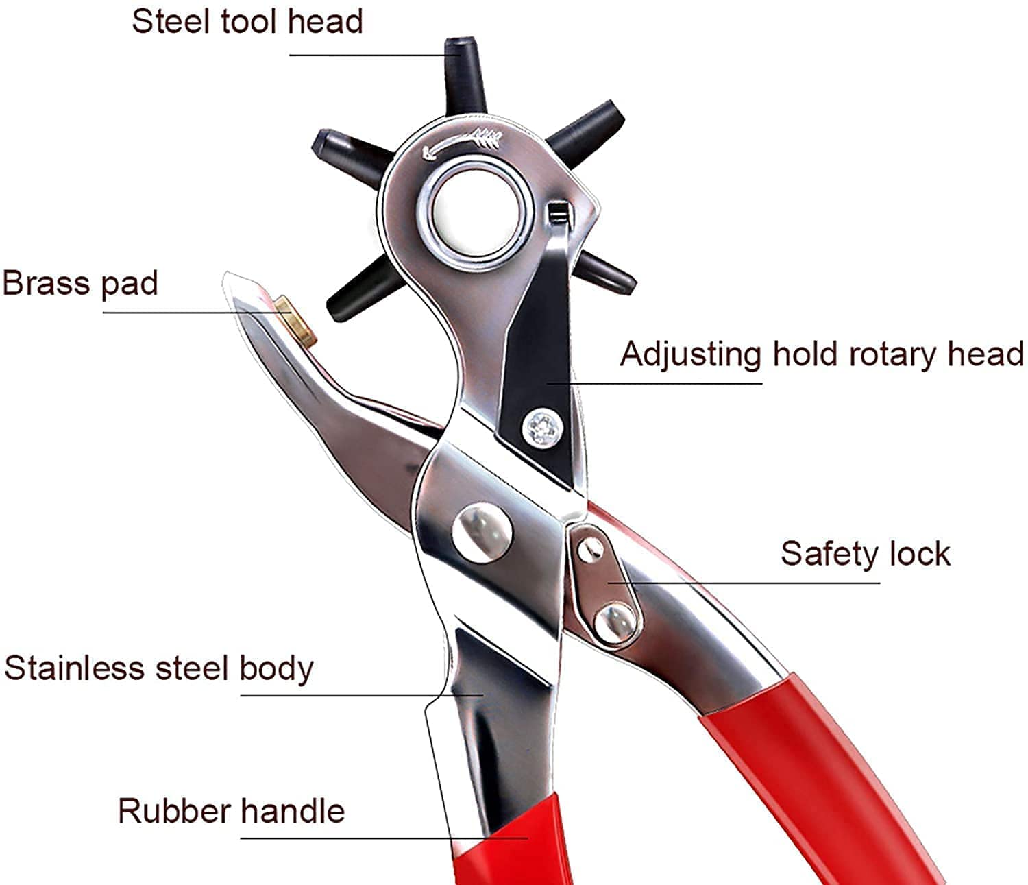 SHOPOLIFE Belt Hole Puncher Tool || Revolving Leather Belt Hole Punch Plier Machine with Manual Belt Device for Pliers and Straps (1 Pc - Multicolor) 2