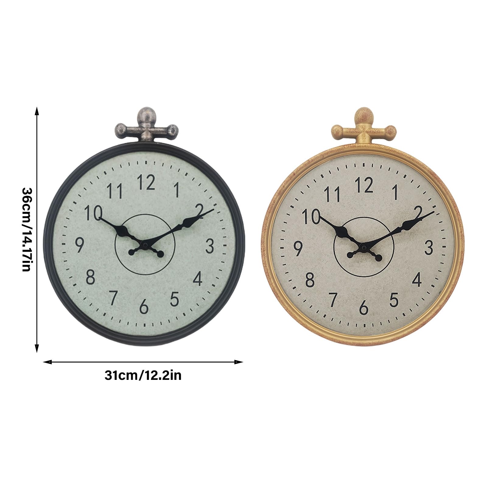 Orologio da parete decorativo per interni ed esterni, 35,5 cm, con lancetta dei secondi silenziosa, decorazione per la casa